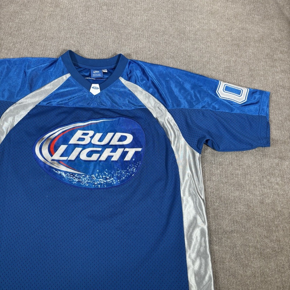 Vintage Bud Light Football‎ Jersey Mens Large Blue Number 00 Y2K